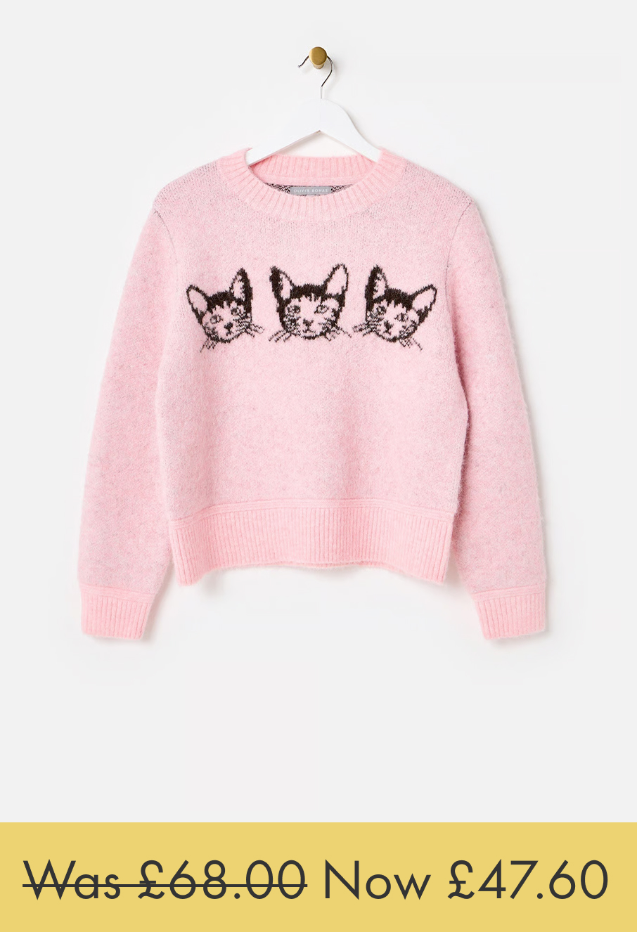 Light Pink Mimi Cat Crew Neck Knitted Jumper